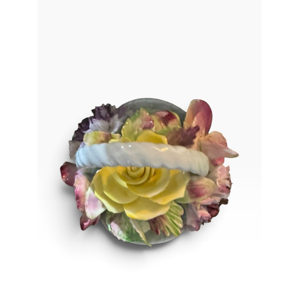 Vintage Basket of Flowers Denton Fine Bone China England Rose Carnation - Picture 8 of 8